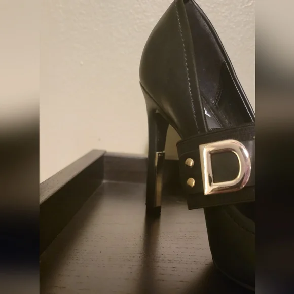 DKNY Black Leather Heels Stiletto Pumps - Picture 4 of 5